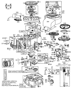 Cyl, Sump, Piston,controls Diagram and Parts List for 191707-5642-XX  Briggs and Stratton Engine